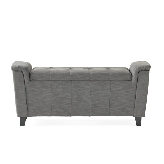 GDF Studio; GDF Studio Arthur Grey Tufted Fabric Armed Storage Ottoman Bench; Category:Ottomans; Image:1